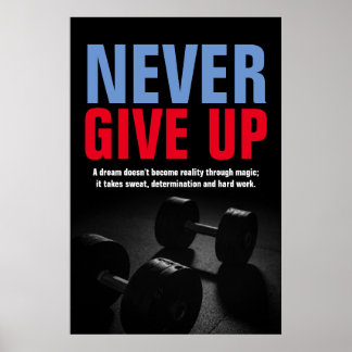 Poster Ne jamais renoncer à la musculation Fitness Motiva