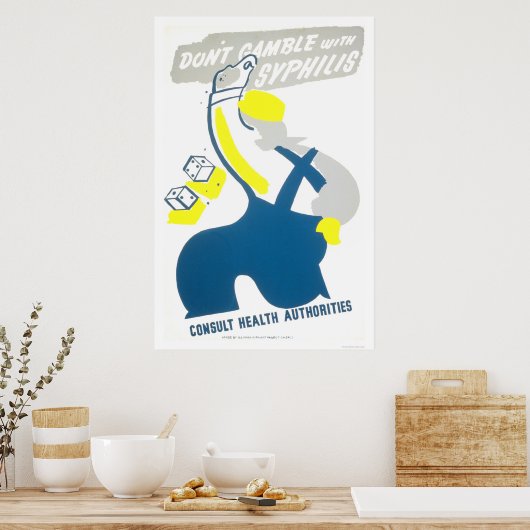 Poster Ne jouez pas la syphilis 1940 WPA (Cuisine)