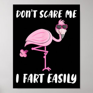 Poster Ne m'E pas Je pète facilement Amoureux Flamant ros