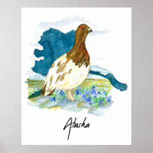 Poster Ne m'oubliez pas l'oiseau de l'État de la toundra