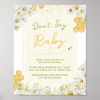 Poster Ne pas dire Baby Bumblebee Bee Shower Sprinkle Jeu