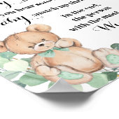Poster Ne pas dire Baby Greenery Bear Gold Baby shower je (Coin)