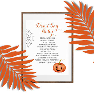 Poster Ne pas dire Baby Halloween Baby shower Jeu