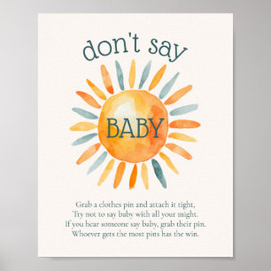 Poster Ne pas dire Baby Here vient le Baby shower Fils Je