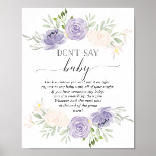 Poster Ne pas dire Baby Pastel Purple Baby shower Jeu