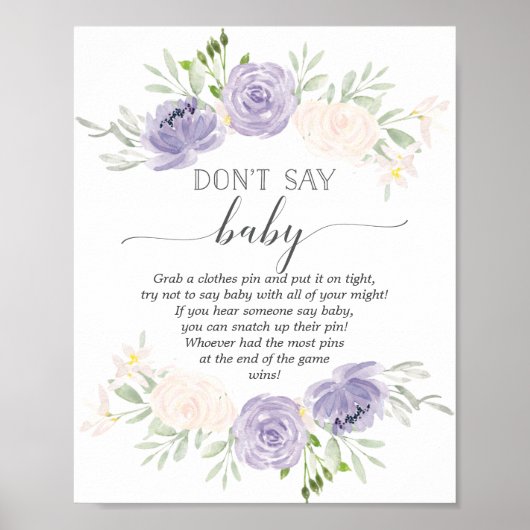 Poster Ne pas dire Baby Pastel Purple Baby shower Jeu (Devant)