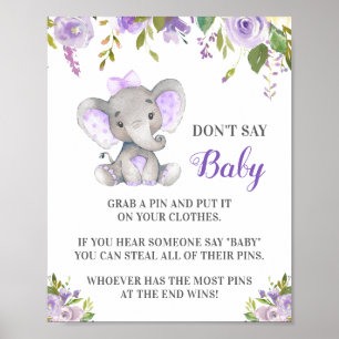 Poster Ne pas dire Baby Pin Game Elephant Baby Girl Douch