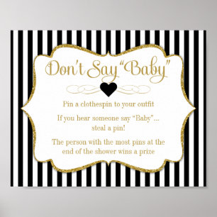 Poster Ne pas dire Baby shower jeu Black Gold Neutral