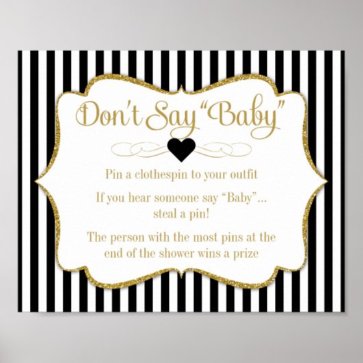 Poster Ne pas dire Baby shower jeu Black Gold Neutral (Devant)
