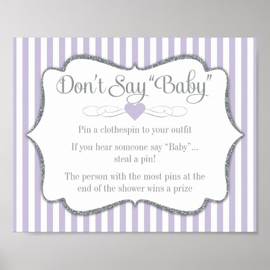Poster Ne pas dire Baby shower Jeu Lavender Lilac Grey (Devant)