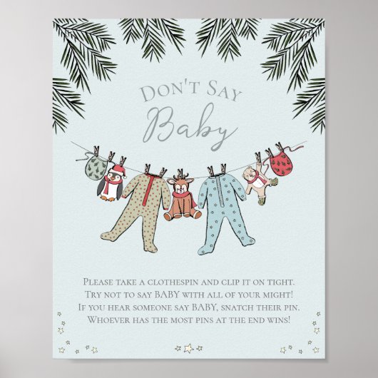 Poster Ne pas dire Baby Winter Baby shower jeu (Devant)