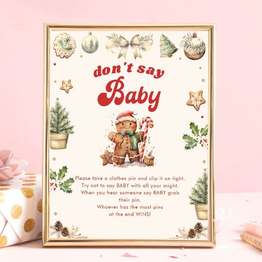 Poster Ne pas dire bébé Baby shower de Noël d'hiver Jeu