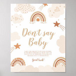 Poster Ne pas dire bébé Boho Arc-en-ciel Signe