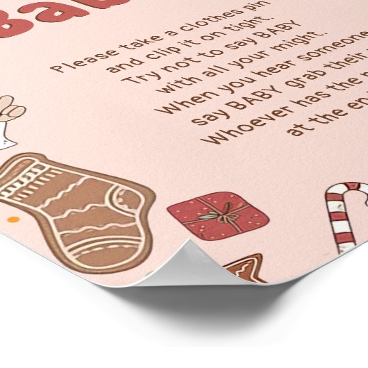 Poster Ne pas dire bébé Super Baby shower de Noël Jeu (Coin)