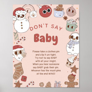 Poster Ne pas dire bébé Super Baby shower de Noël Jeu
