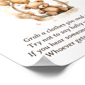 Poster Ne pas dire bébé Teddy Bear Baby shower jeu (Coin)