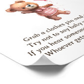 Poster Ne pas dire bébé Teddy ours fille Baby shower jeu (Coin)