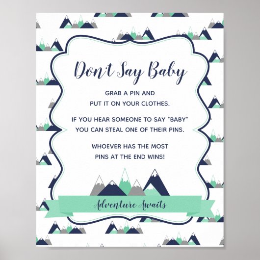 Poster Ne pas dire jeu de bébé signe (Devant)