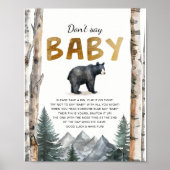 Poster Ne pas dire jeu de bébé signe | Woodland Bear Adve (Devant)