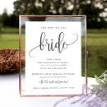 Poster Ne pas dire mariée douche jeu minimaliste calligra<br><div class="desc">Ce panneau de jeu de douche facile dispose d'un titre de script et de votre texte personnalisé. Utilisez le formulaire modèle pour ajouter votre personnalisation et modifier le texte</div>