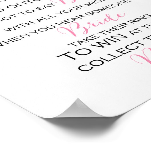 Poster Ne pas dire signe de jeu de mariée (Coin)