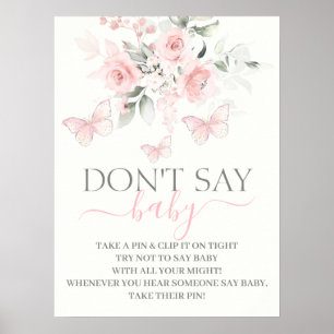 Poster Ne pas dire signe papillon bébé