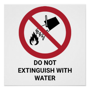 Poster Ne Pas Extincer Avec L'Eau, Panneau D'Interdiction