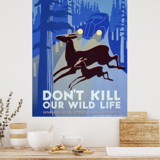 Poster Ne pas faire de mal à notre faune (Cuisine)