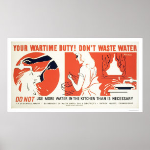 Poster Ne pas gaspiller l'eau de cuisine WPA
