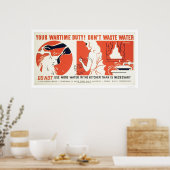 Poster Ne pas gaspiller l'eau de cuisine WPA (Cuisine)
