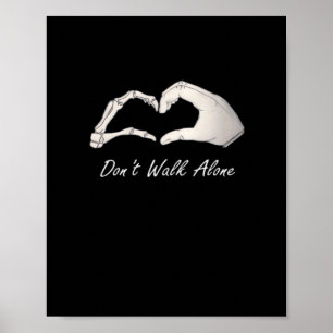Poster Ne pas marcher - Classique Blanc - Squelette Coeur