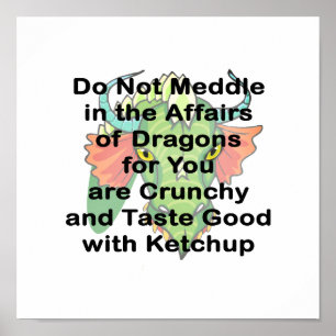 Poster Ne pas mêler tête de dragon noir