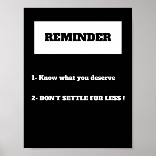 Poster NE PAS RÉGLER POUR MOINS Motivation citation Poste (Devant)