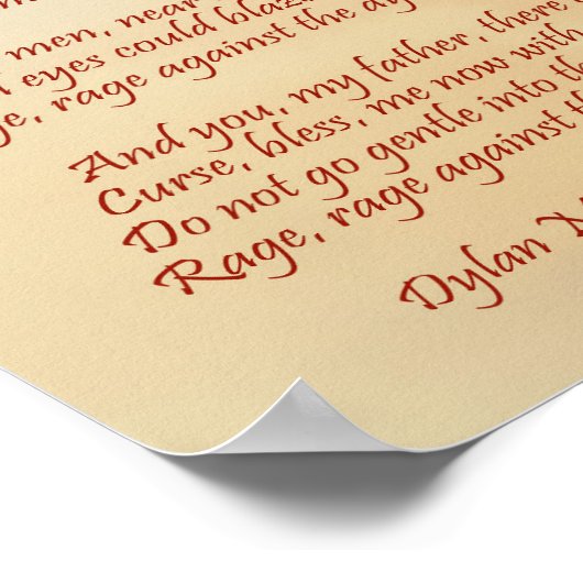 Poster Ne passez pas doucement dans cette bonne nuit (Coin)