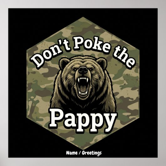Poster Ne Piquez pas Papy Ours Brun Drôle et Robustes (Devant)
