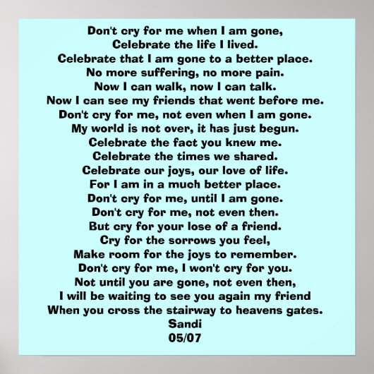 Poster Ne pleure pas pour moi quand je serai parti, Ce... (Devant)