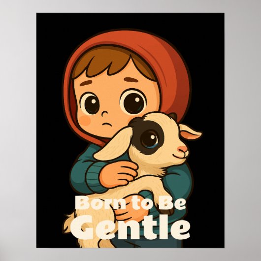 Poster Né pour être doux – Douce agnelle et enfant (Devant)