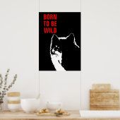 Poster Né Pour Être Sauvage Motivationnel Wolf Pop Art (Cuisine)