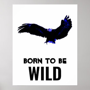 Poster Né Pour Être Wild Bald Eagle Motivationnel Art