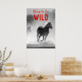Poster Né pour être Wild Black & White Running Horses (Cuisine)