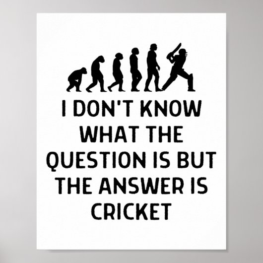 Poster Ne Sait Pas Quelle Question Est La Réponse Cricket (Devant)