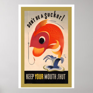 Poster Ne Sois Pas Un Pigeon Garde Ta Bouche Fermée 1944 