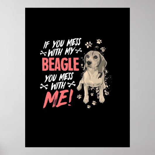Poster Ne touchez pas à mon chien Beagle (Devant)