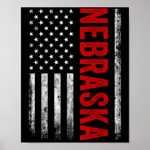 Poster Nebraska Vintage Us Drapeau Américain Rétro Pour L