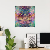 Poster Nebula couleur or Mandala Aquarelle colorée (Bureau à domicile)
