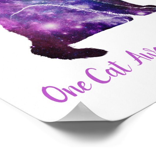 Poster Nebula De L'Espace De Chat Violet, Un Chat À L'Éca (Coin)