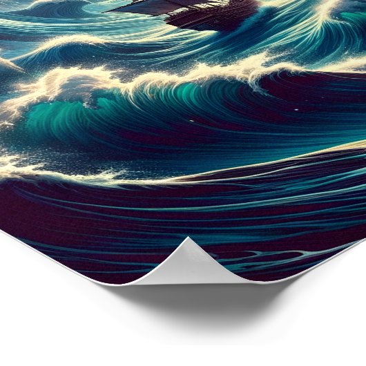 Poster Nebula de mer orageuse psychédélique (Coin)