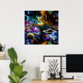 Poster Nebula spatiale avec des planètes et des étoiles (Bureau à domicile)