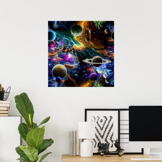 Poster Nebula spatiale avec des planètes et des étoiles (Bureau à domicile)