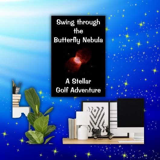 Poster Nébuleuse à papillon monogramme - orange rose |